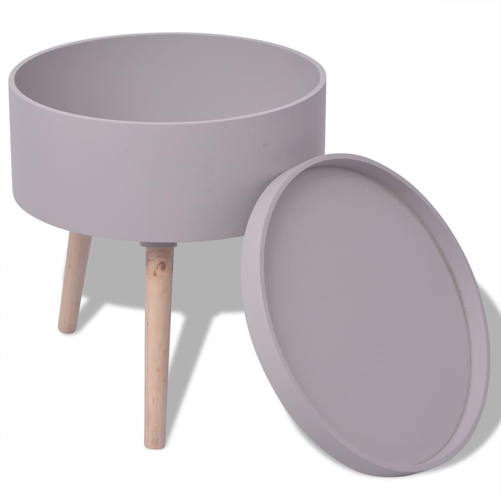 Side Table with Serving Tray Round 15.6"x17.5" Gray at Set Shop and Smile