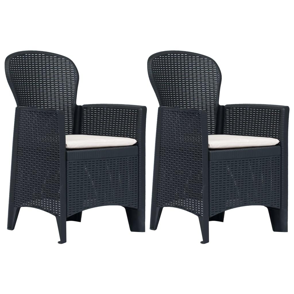 Patio Chairs 2 pcs with Cushion Anthracite Plastic Rattan Look at Set Shop and Smile