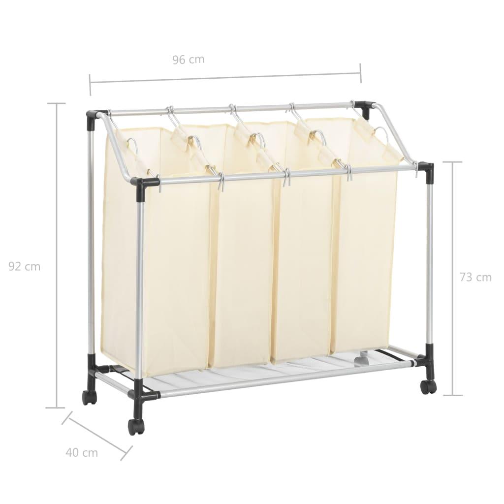 Laundry Sorter with 4 Bags Cream Steel at Set Shop and Smile