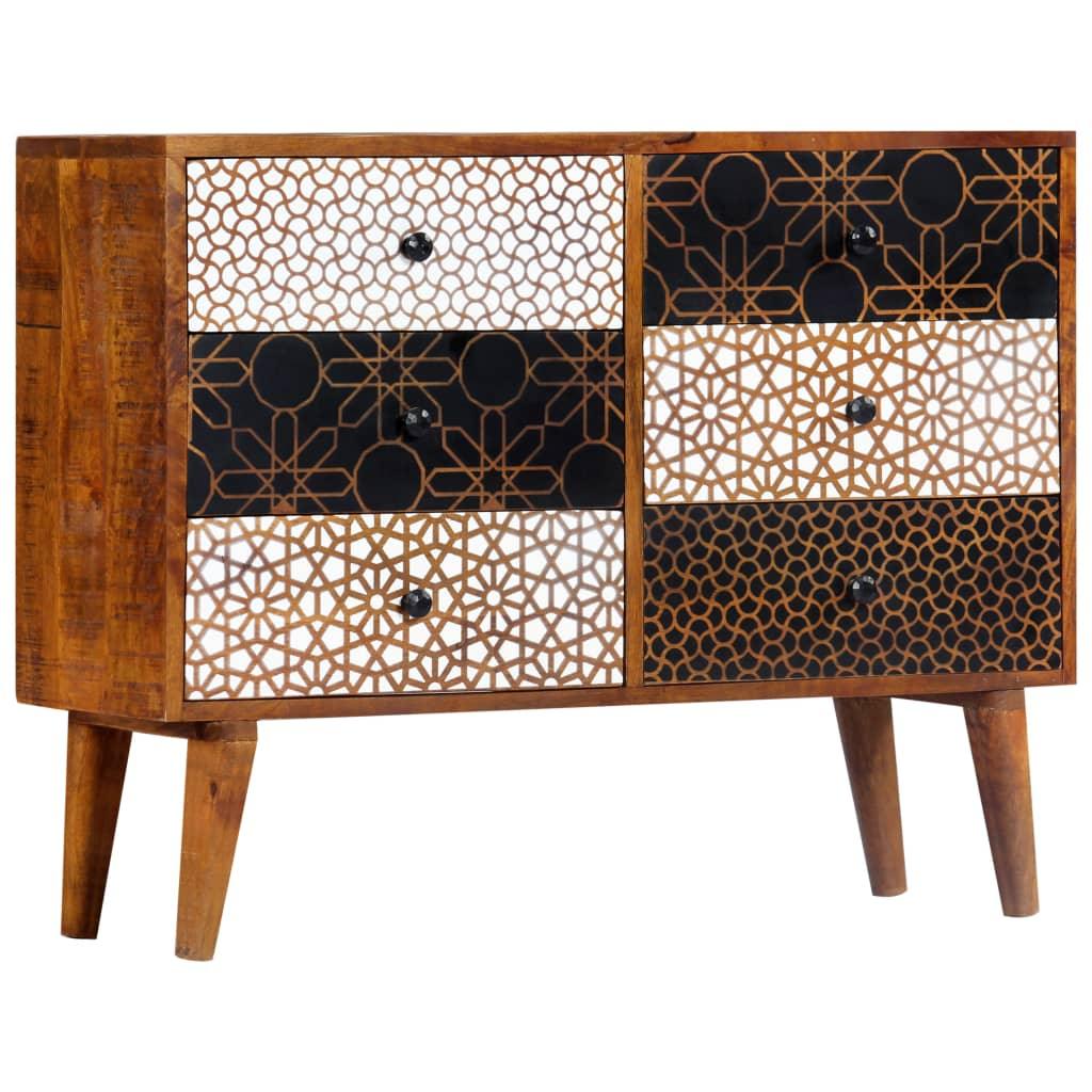 Sideboard with Printed Pattern 35.4"x11.8"x27.6" Solid Mango Wood at Set Shop and Smile