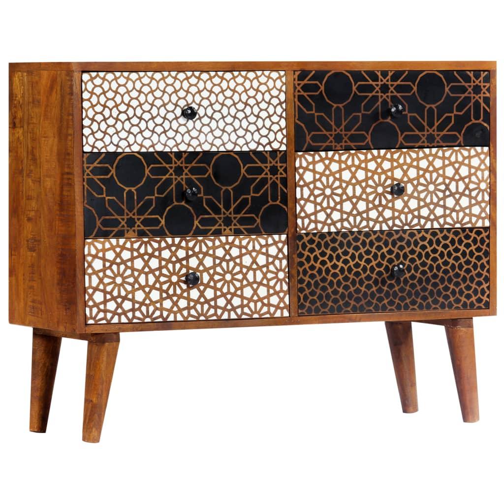 Sideboard with Printed Pattern 35.4"x11.8"x27.6" Solid Mango Wood at Set Shop and Smile