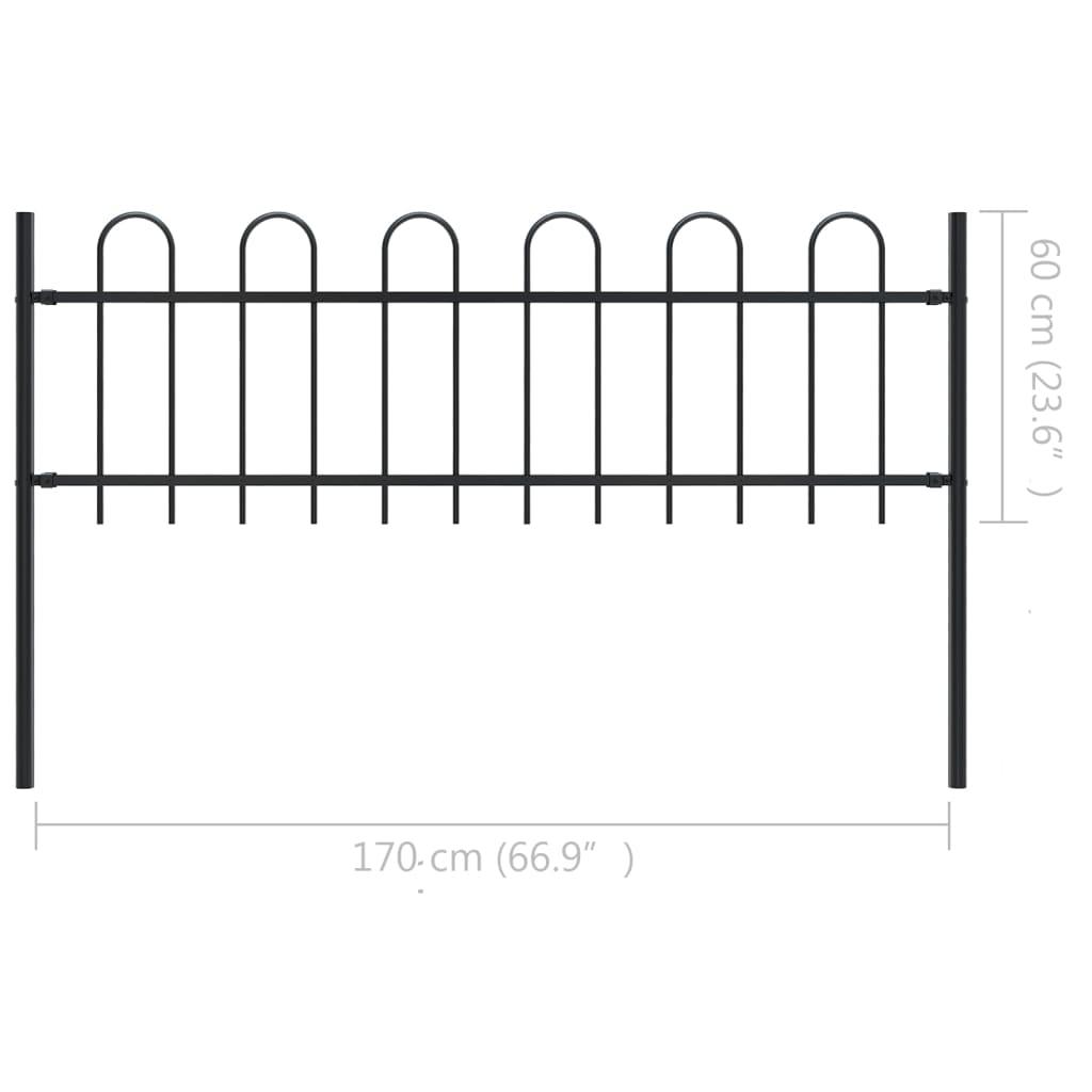 Garden Fence with Hoop Top Steel 5.6' Black at Set Shop and Smile