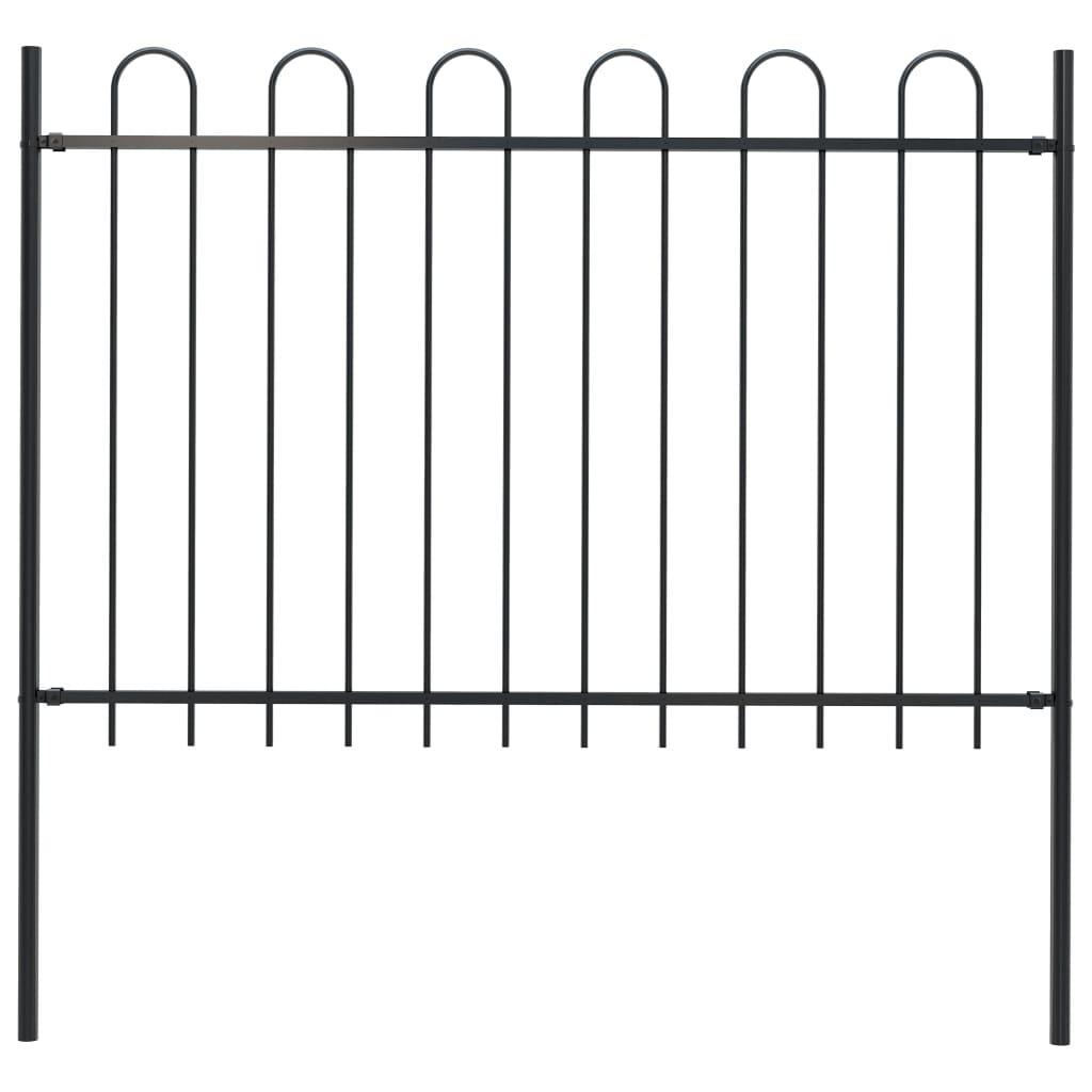 Garden Fence with Hoop Top Steel 5.6' Black at Set Shop and Smile