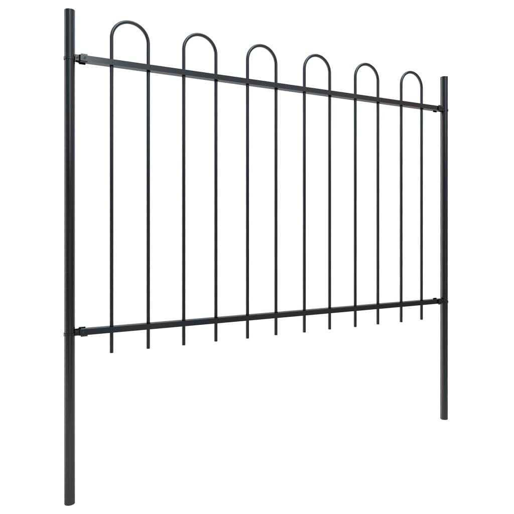 Garden Fence with Hoop Top Steel 5.6' Black at Set Shop and Smile