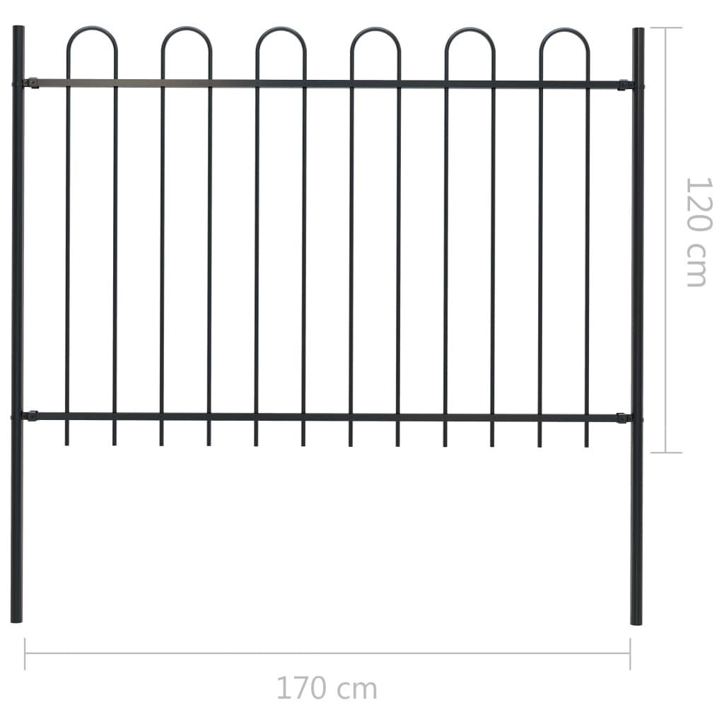Garden Fence with Hoop Top Steel 5.6' Black at Set Shop and Smile