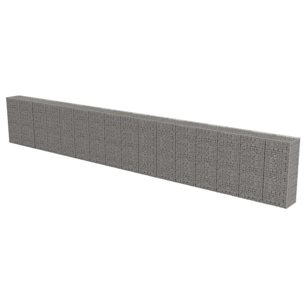 Gabion Wall with Covers Galvanized Steel 354"x19.7"x59" at Set Shop and Smile