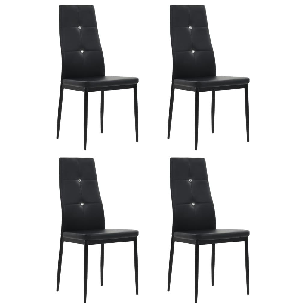 Dining Chairs 4 pcs Black Faux Leather at Set Shop and Smile