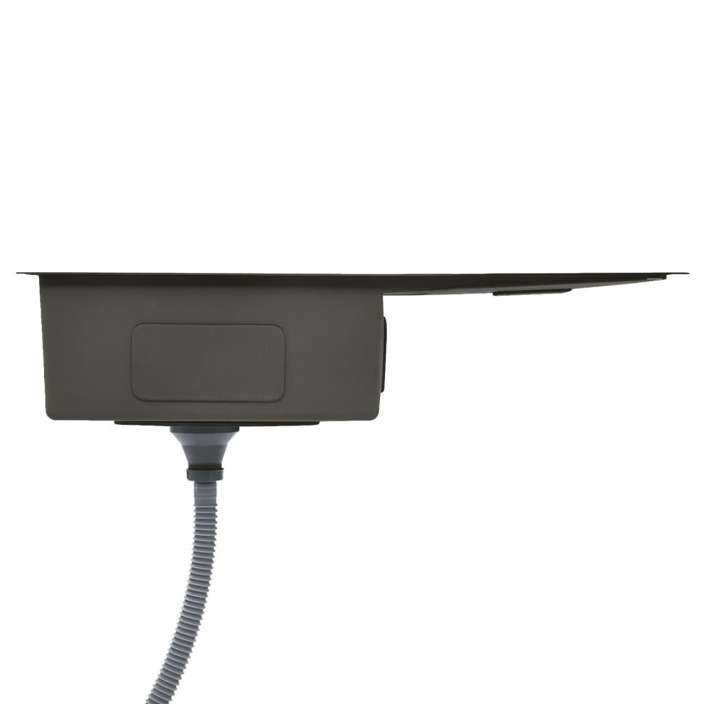 Handmade Kitchen Sink with Strainer Black Stainless Steel at Set Shop and Smile