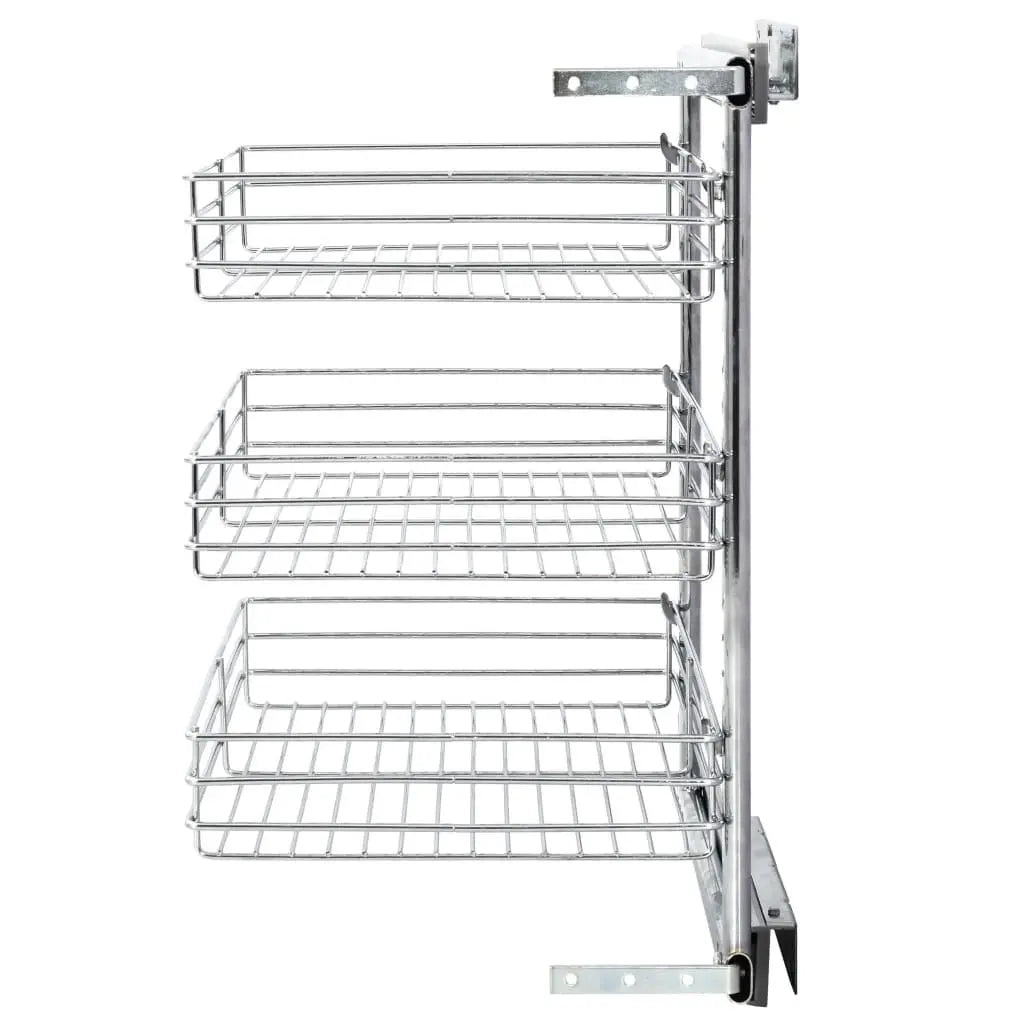 3-Tier Pull-out Kitchen Wire Basket Silver 18.5"x13.8"x22" at Set Shop and Smile