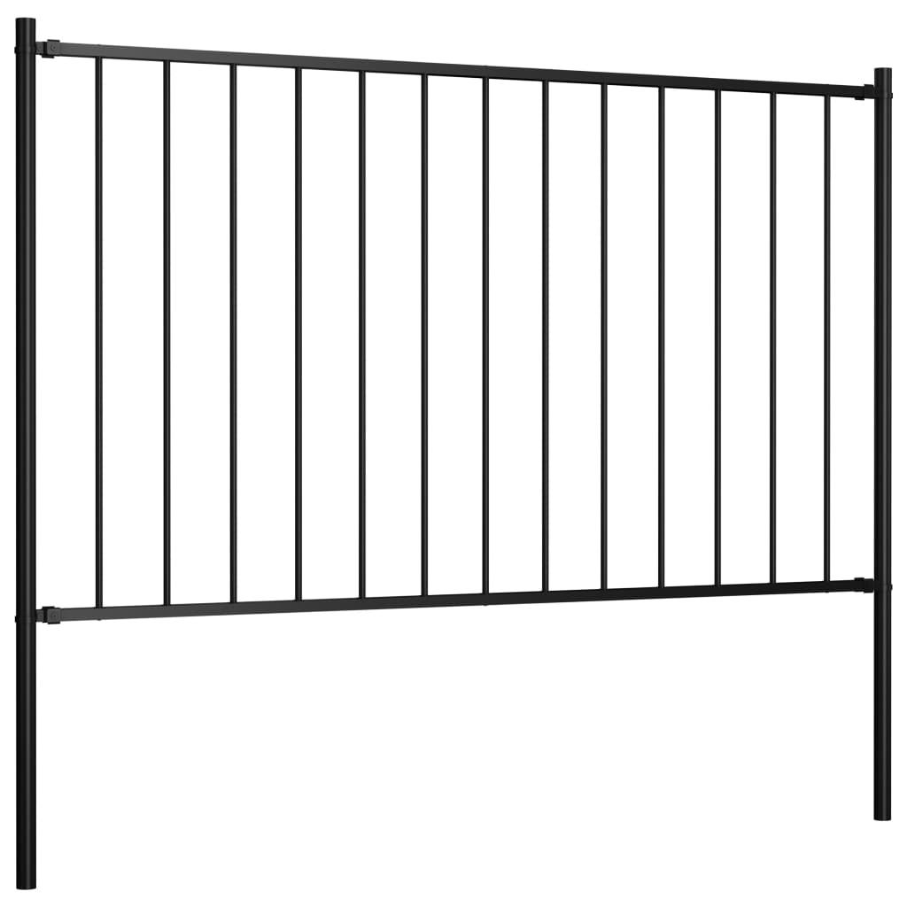 Fence Panel with Posts Powder-coated Steel 5.6'x4.1' Black at Set Shop and Smile