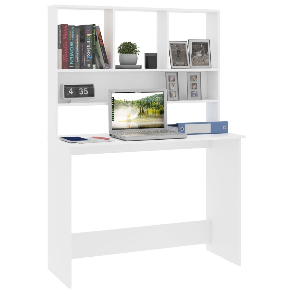 Desk with Shelves White 43.3"x17.7"x61.8" Engineered Wood at Set Shop and Smile