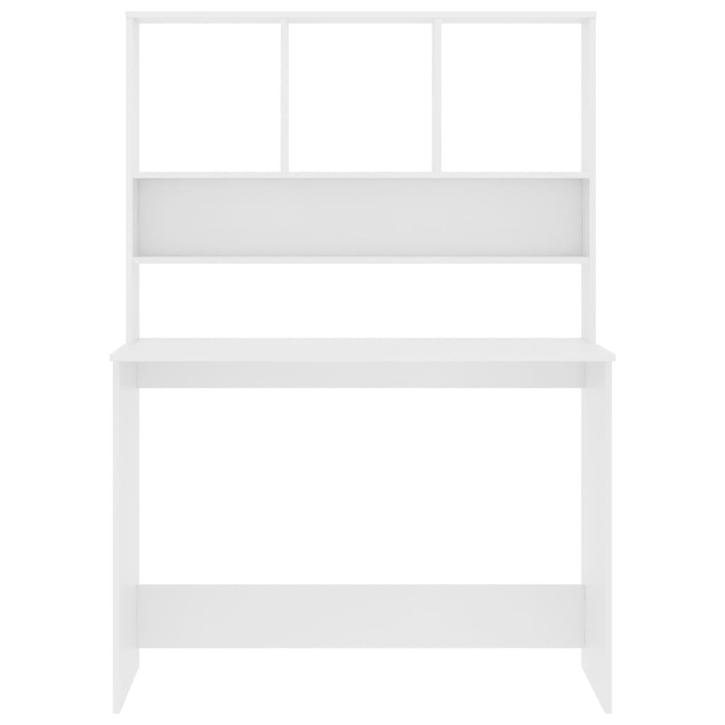 Desk with Shelves White 43.3"x17.7"x61.8" Engineered Wood at Set Shop and Smile