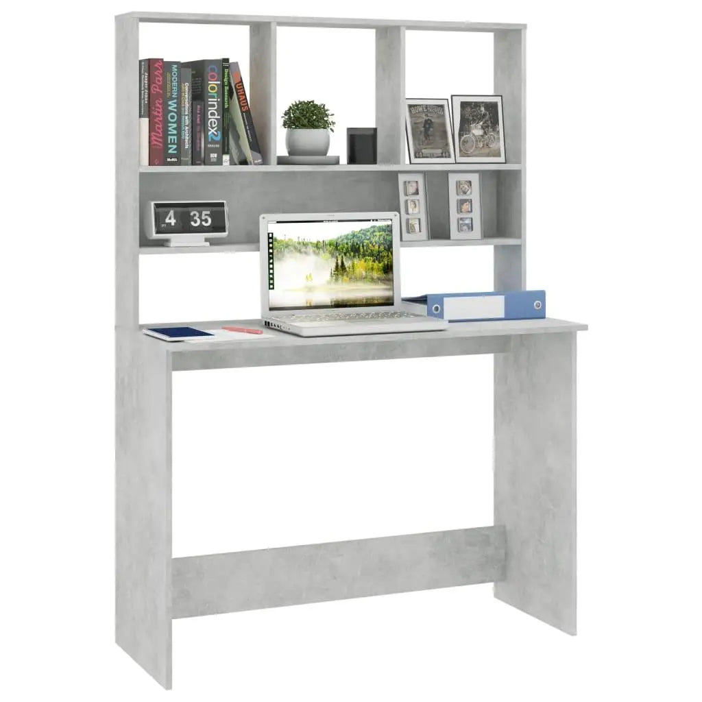 Desk with Shelves Concrete Gray 43.3"x17.7"x61.8" Engineered Wood at Set Shop and Smile