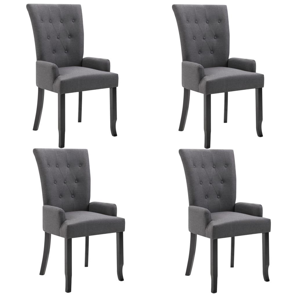 Dining Chairs with Armrests 4 pcs Dark Gray Fabric at Set Shop and Smile