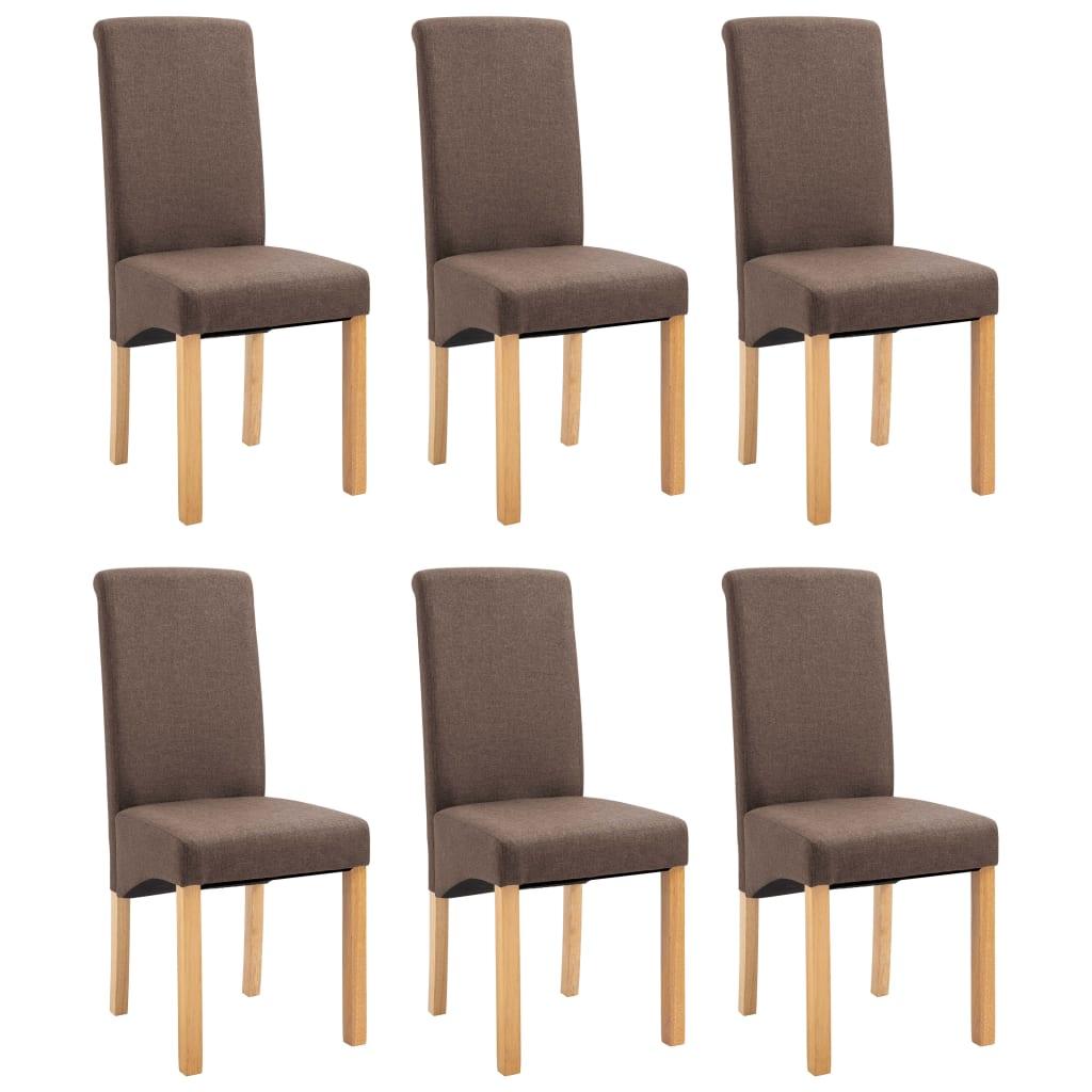 Dining Chairs 6 pcs Brown Fabric at Set Shop and Smile