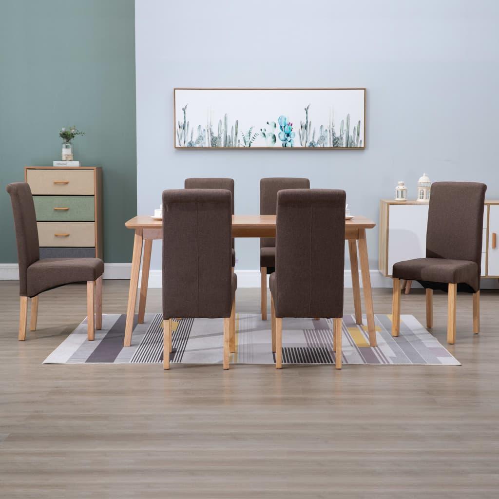 Dining Chairs 6 pcs Brown Fabric at Set Shop and Smile