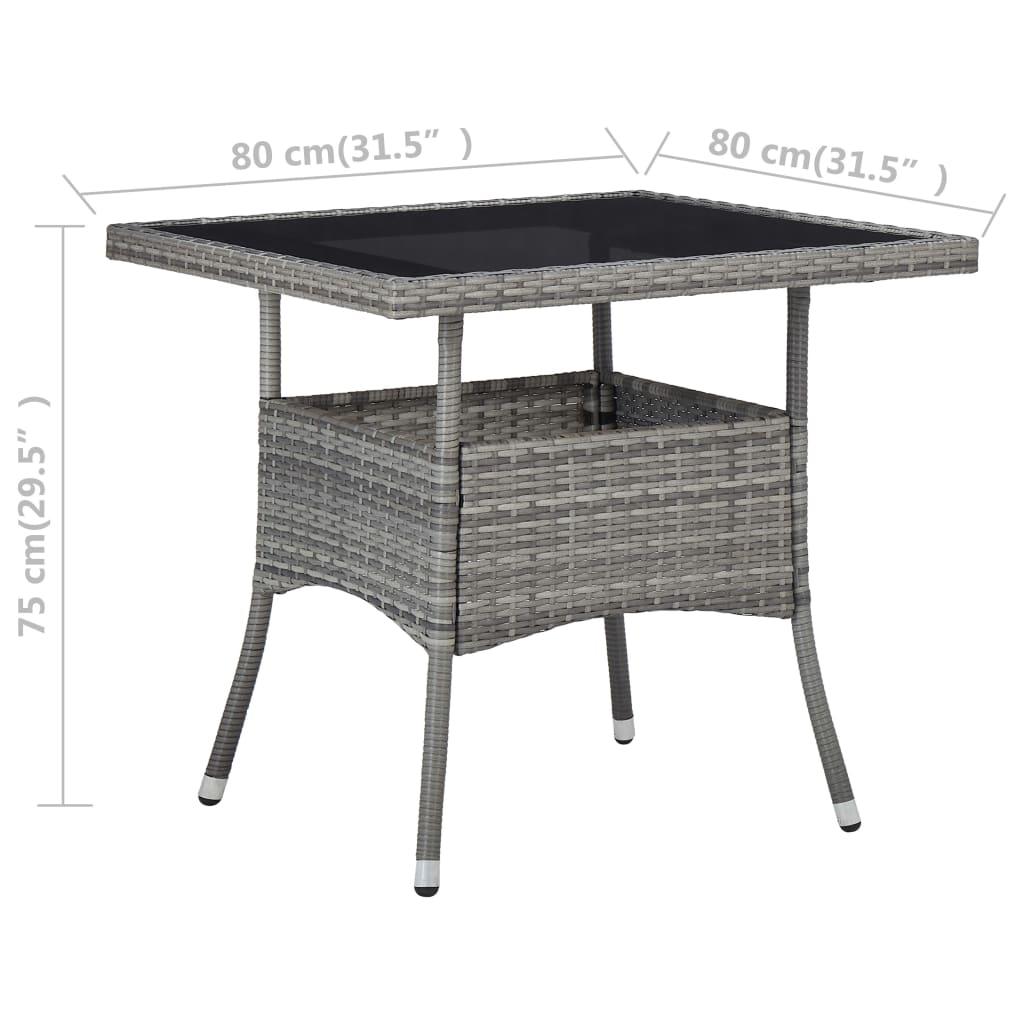 Patio Dining Table Gray Poly Rattan and Glass at Set Shop and Smile
