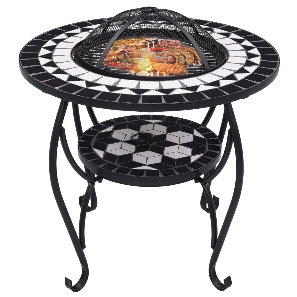 Mosaic Fire Pit Table Black and White 26.8" Ceramic at Set Shop and Smile