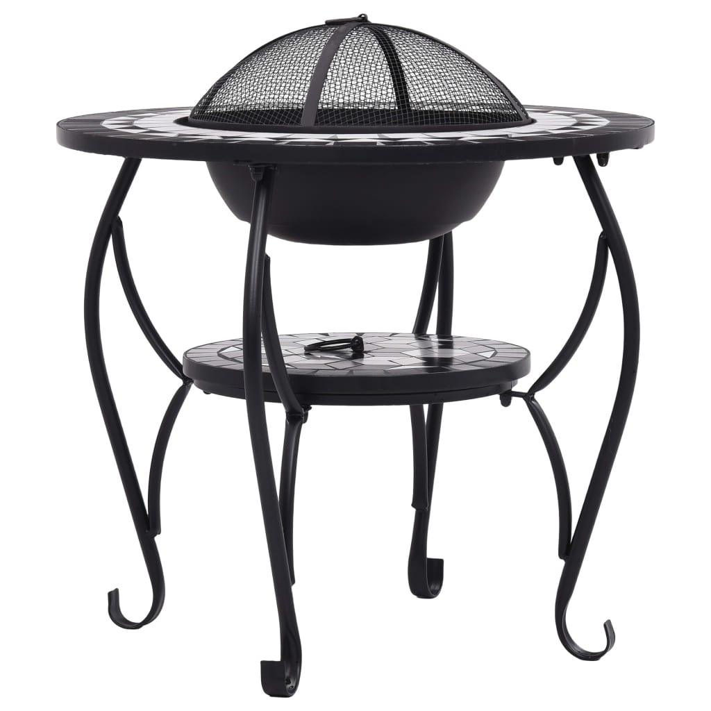 Mosaic Fire Pit Table Black and White 26.8" Ceramic at Set Shop and Smile