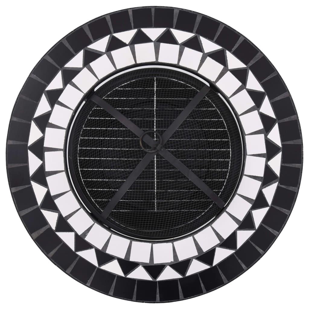Mosaic Fire Pit Table Black and White 26.8" Ceramic at Set Shop and Smile