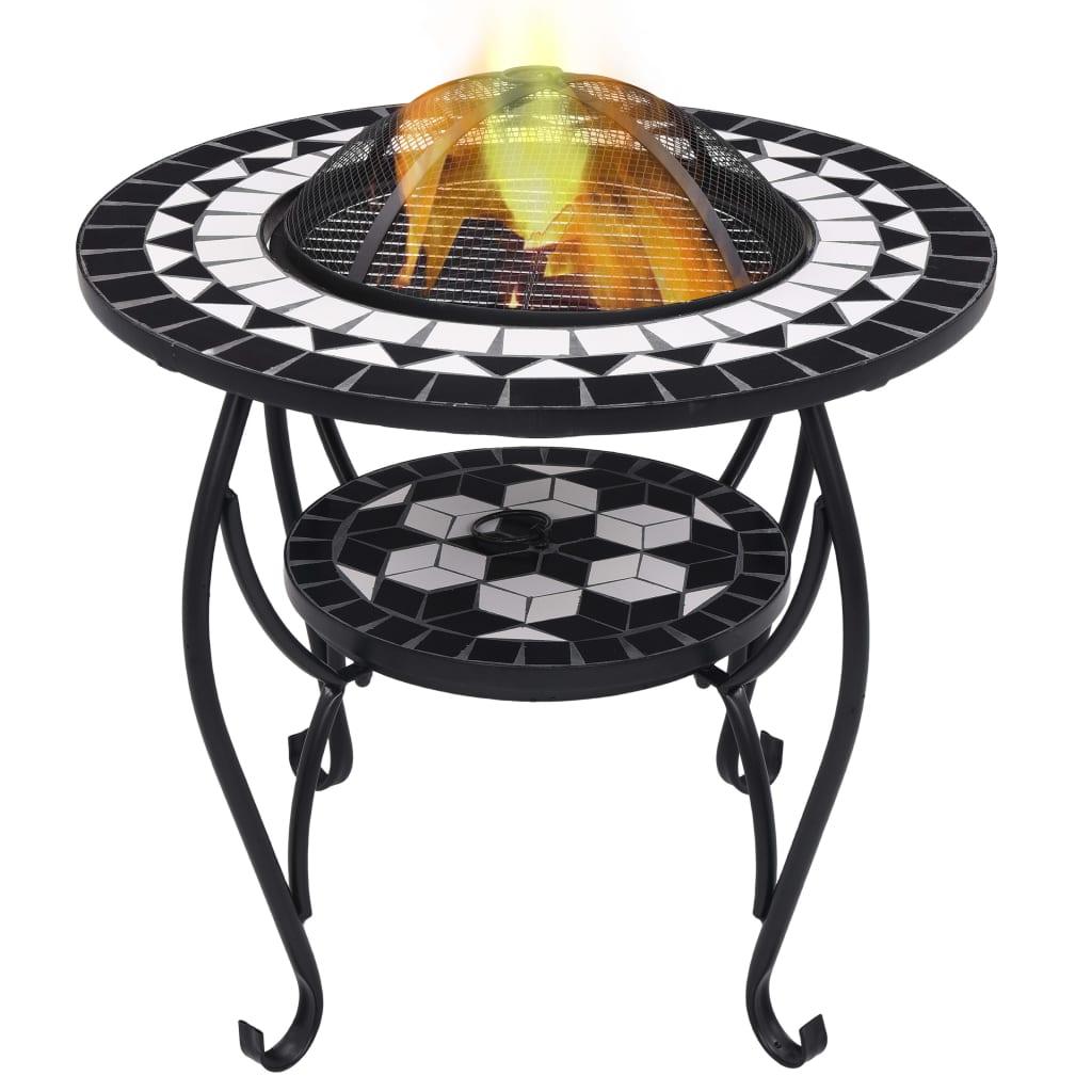 Mosaic Fire Pit Table Black and White 26.8" Ceramic at Set Shop and Smile