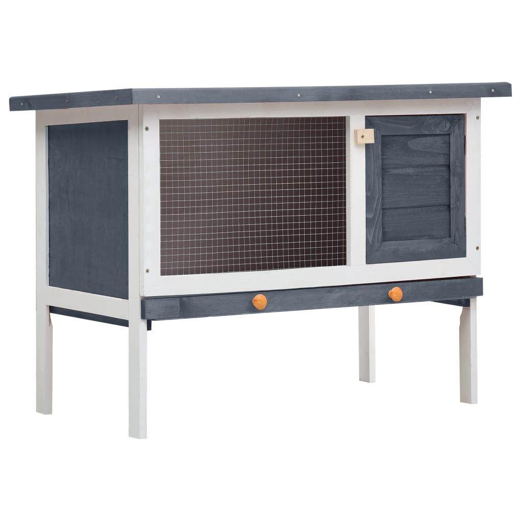 Outdoor Rabbit Hutch 1 Layer Gray Wood at Set Shop and Smile