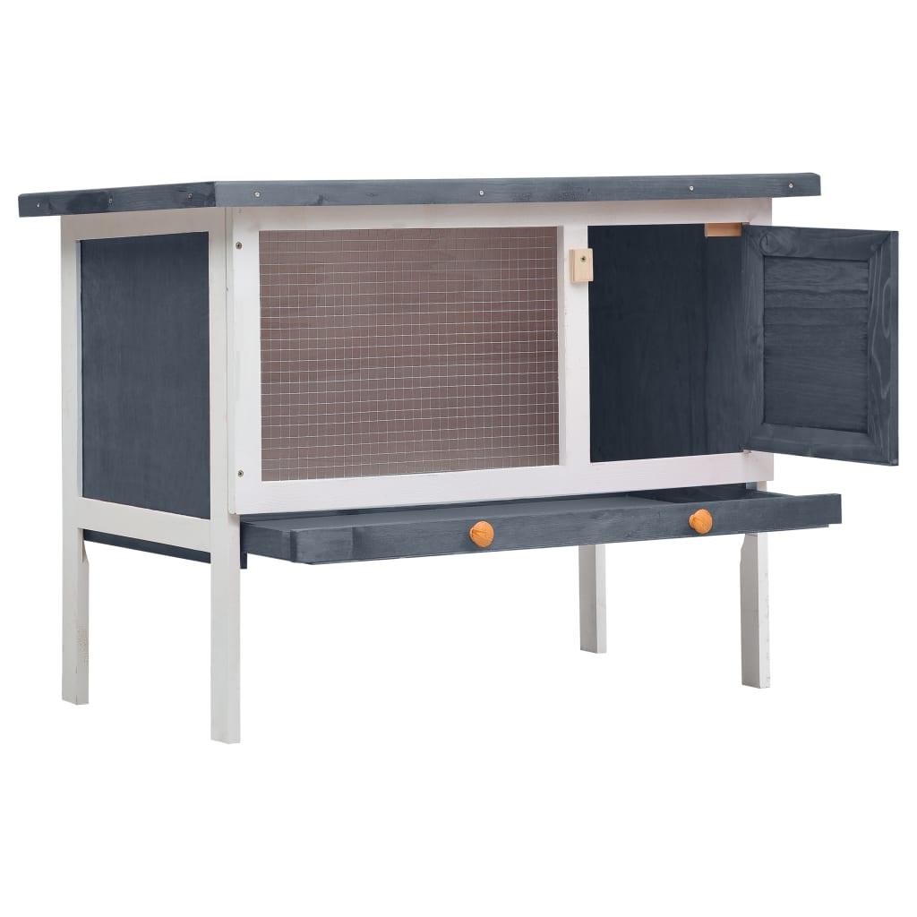 Outdoor Rabbit Hutch 1 Layer Gray Wood at Set Shop and Smile