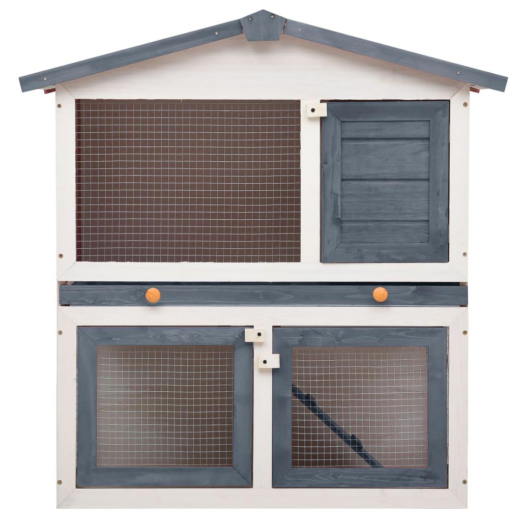 Outdoor Rabbit Hutch 3 Doors Gray Wood at Set Shop and Smile