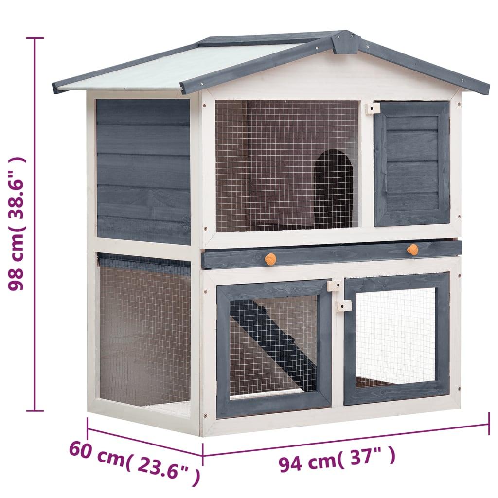 Outdoor Rabbit Hutch 3 Doors Gray Wood at Set Shop and Smile