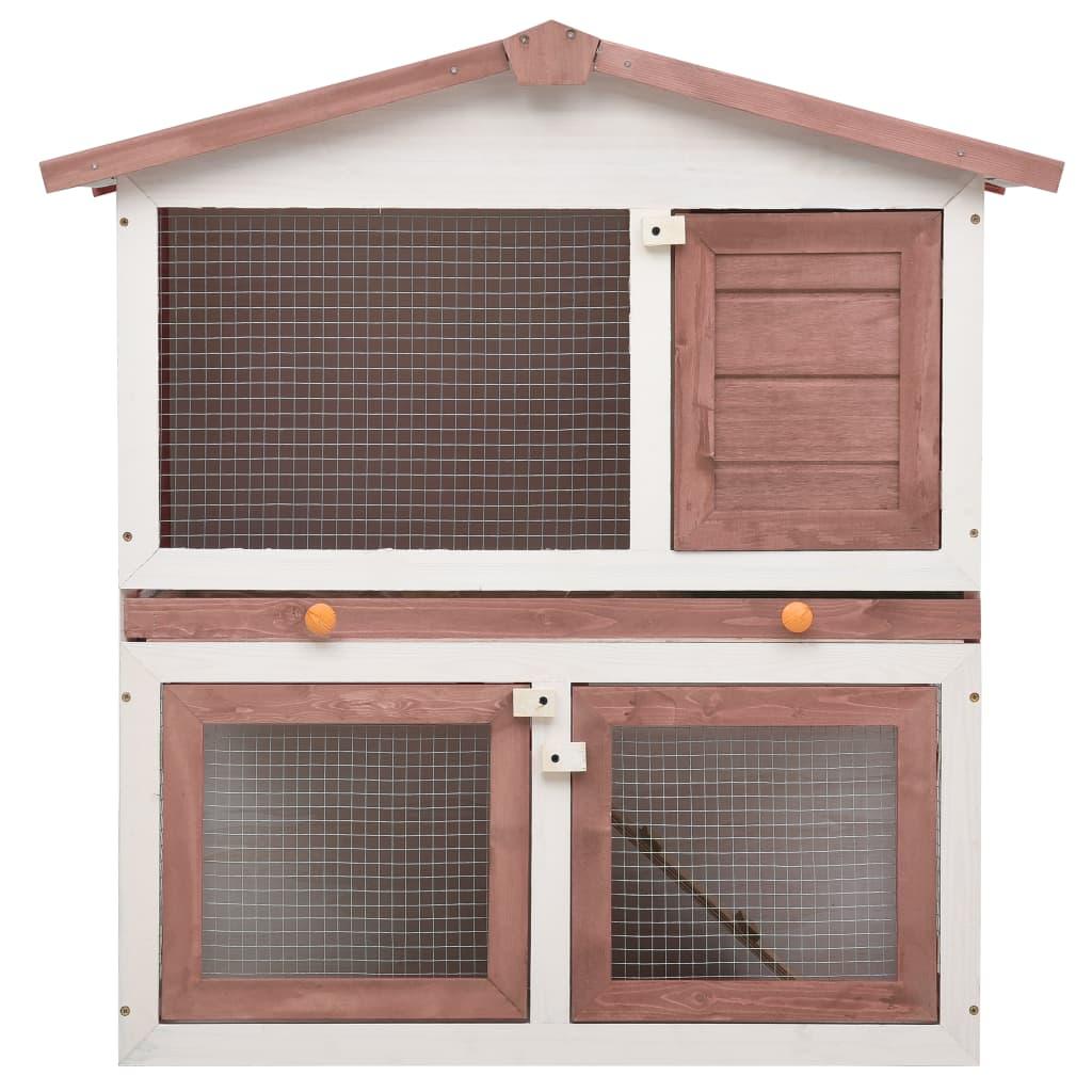 Outdoor Rabbit Hutch 3 Doors Brown Wood at Set Shop and Smile