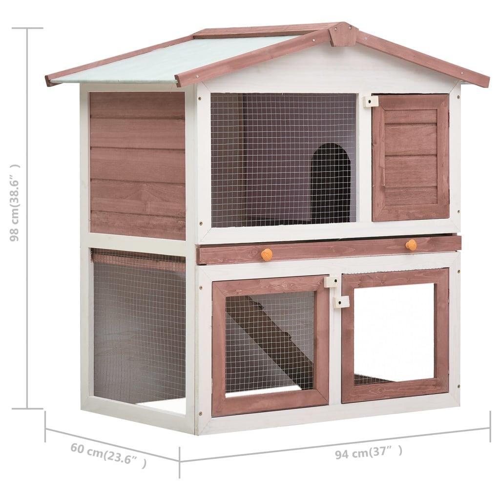 Outdoor Rabbit Hutch 3 Doors Brown Wood at Set Shop and Smile