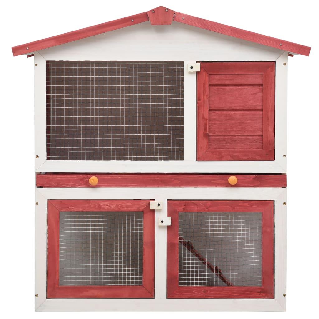 Outdoor Rabbit Hutch 3 Doors Red Wood at Set Shop and Smile