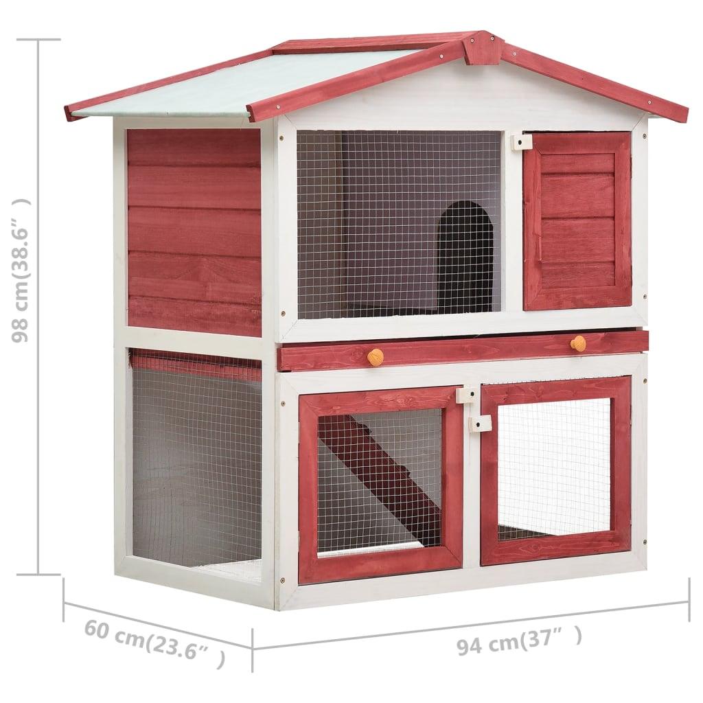 Outdoor Rabbit Hutch 3 Doors Red Wood at Set Shop and Smile