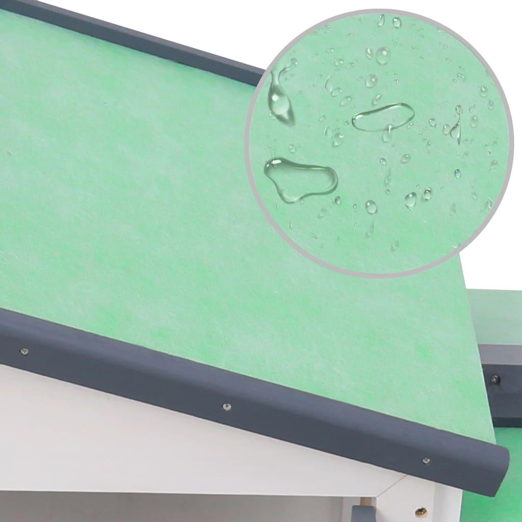 Outdoor Large Rabbit Hutch Gray and White 57.1"x17.7"x33.5" Wood at Set Shop and Smile