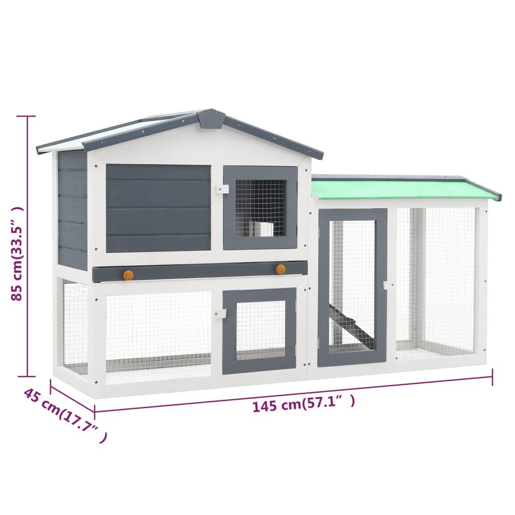 Outdoor Large Rabbit Hutch Gray and White 57.1"x17.7"x33.5" Wood at Set Shop and Smile