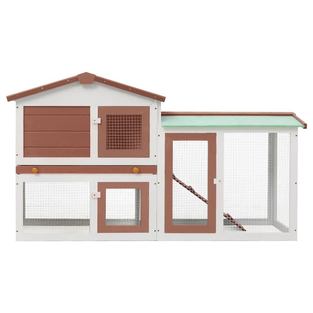 Outdoor Large Rabbit Hutch Brown and White 57.1"x17.7"x33.5" Wood at Set Shop and Smile