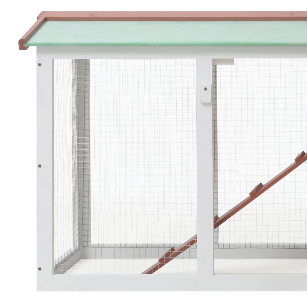 Outdoor Large Rabbit Hutch Brown and White 57.1"x17.7"x33.5" Wood at Set Shop and Smile