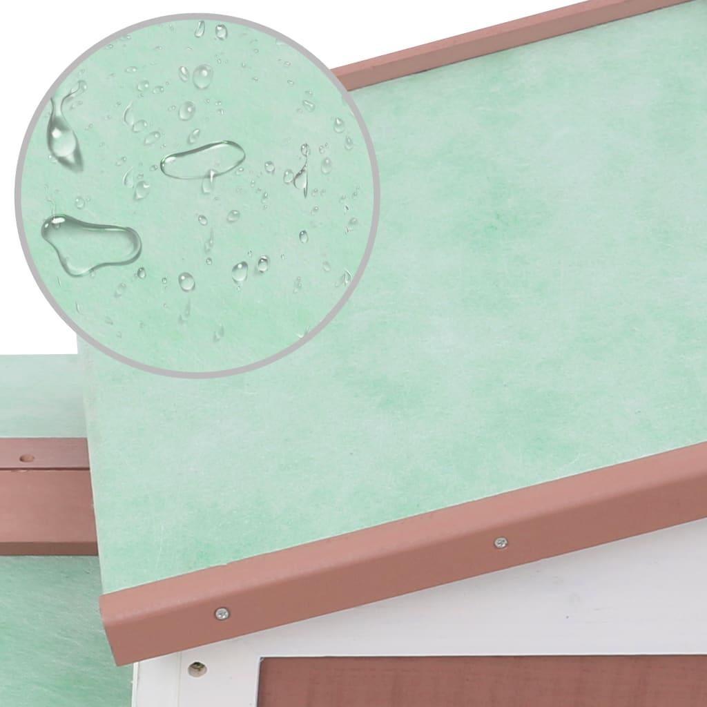 Outdoor Large Rabbit Hutch Brown and White 57.1"x17.7"x33.5" Wood at Set Shop and Smile