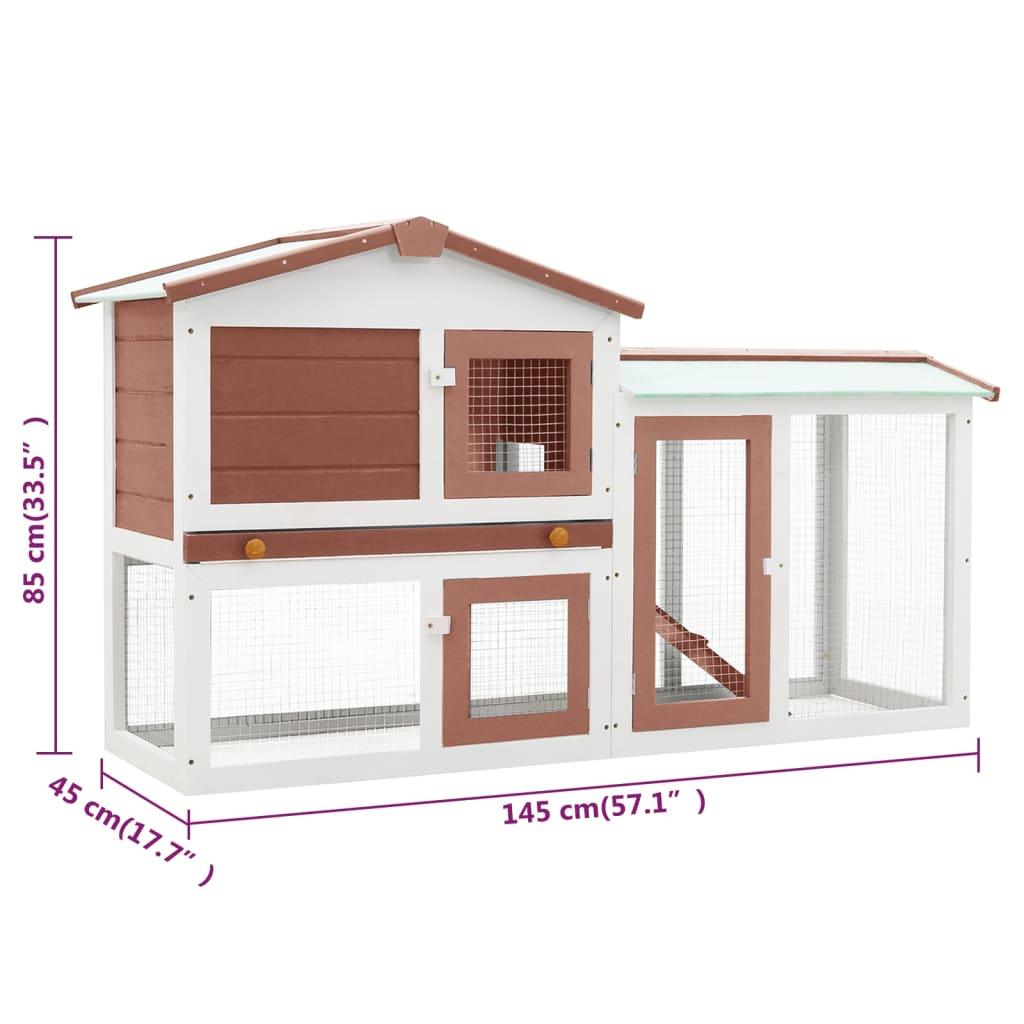 Outdoor Large Rabbit Hutch Brown and White 57.1"x17.7"x33.5" Wood at Set Shop and Smile