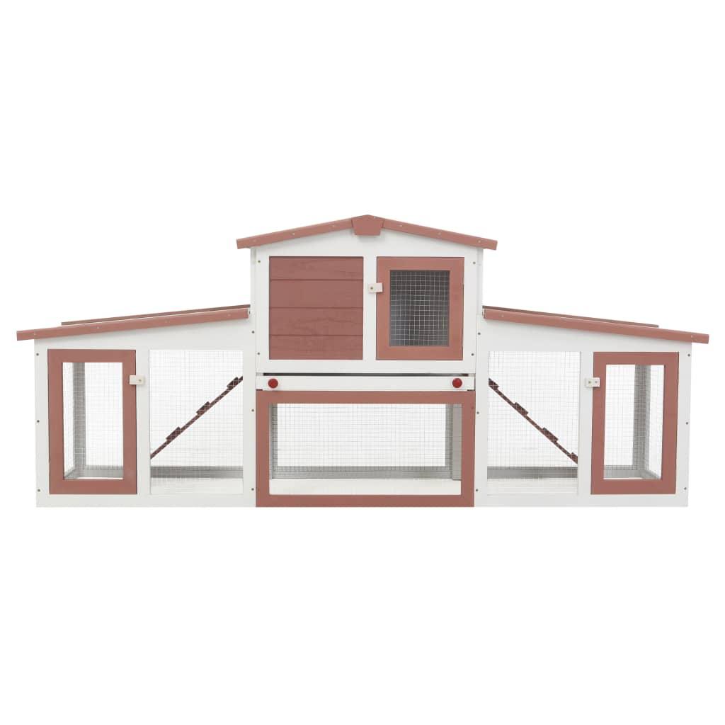 Outdoor Large Rabbit Hutch Brown and White 80.3"x17.7"x33.5" Wood at Set Shop and Smile