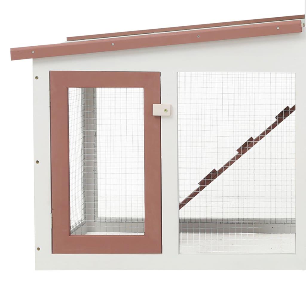 Outdoor Large Rabbit Hutch Brown and White 80.3"x17.7"x33.5" Wood at Set Shop and Smile