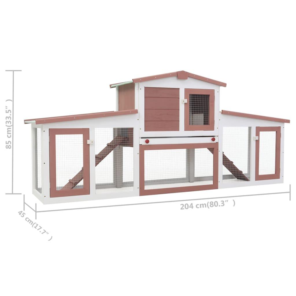 Outdoor Large Rabbit Hutch Brown and White 80.3"x17.7"x33.5" Wood at Set Shop and Smile