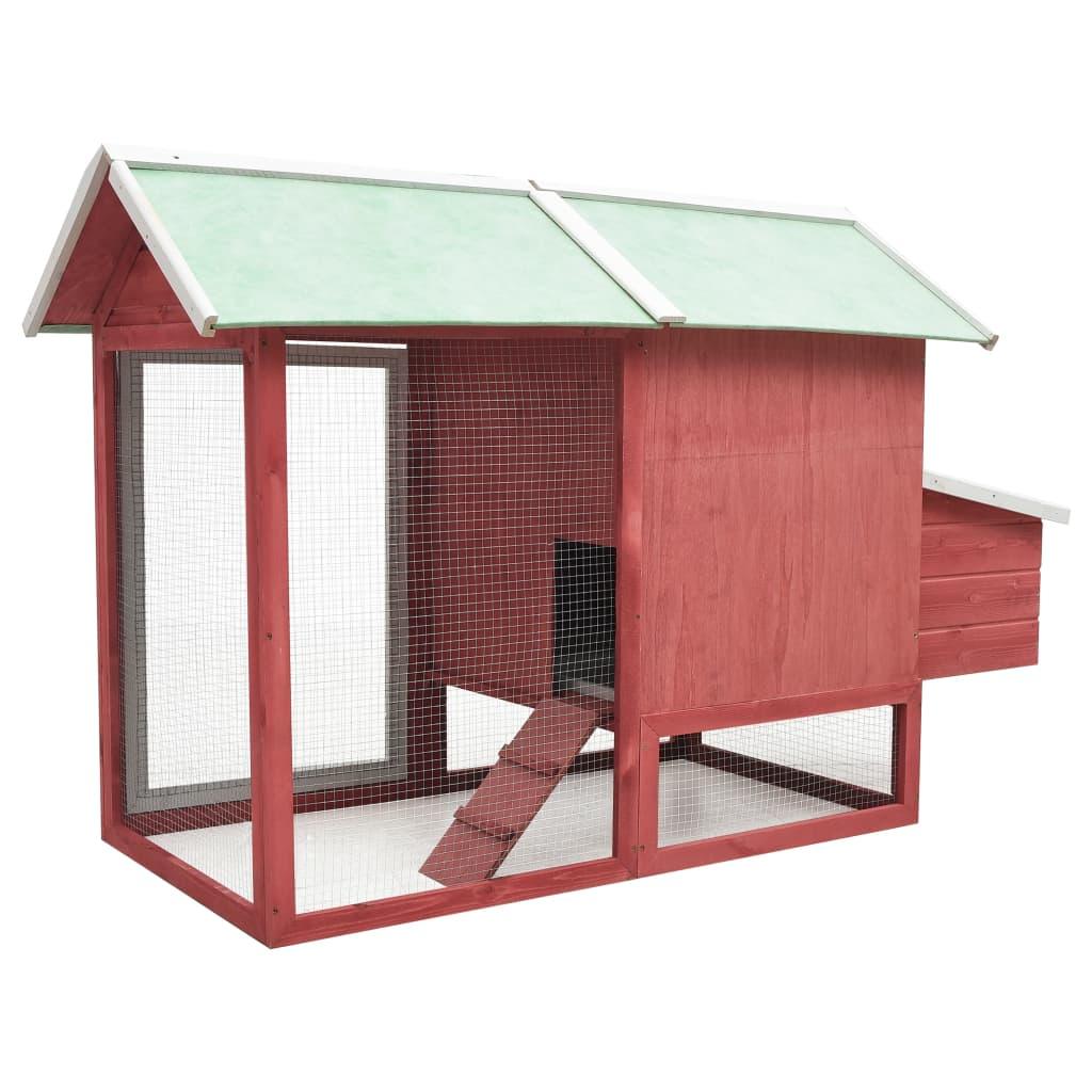 Chicken Cage Red 66.9"x31.9"x43.3" Solid Pine & Fir Wood at Set Shop and Smile