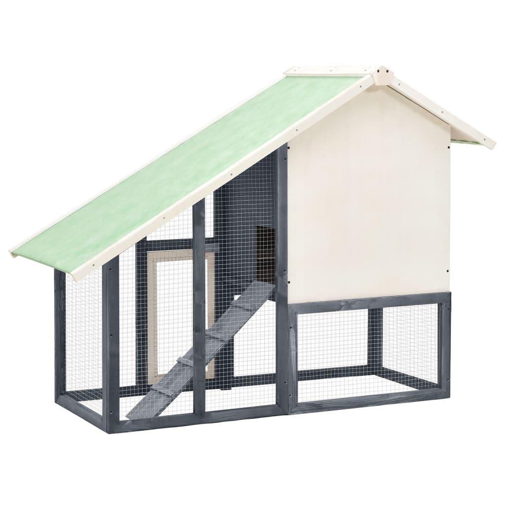 Rabbit Hutch Gray and White 55.1"x24.8"x47.2" Solid Firwood at Set Shop and Smile