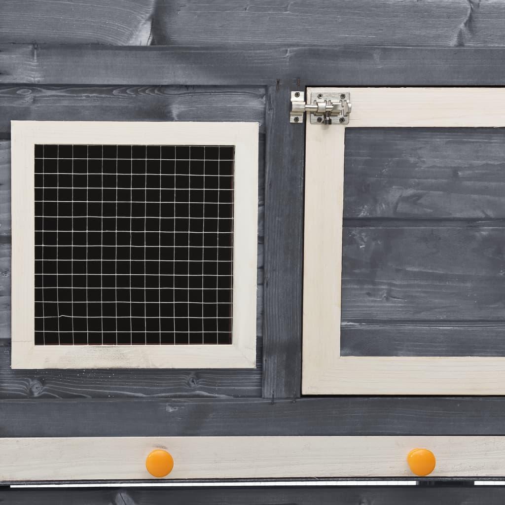 Rabbit Hutch Gray and White 55.1"x24.8"x47.2" Solid Firwood at Set Shop and Smile
