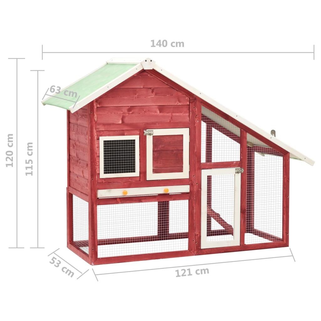 Rabbit Hutch Red and White 55.1"x24.8"x47.2" Solid Firwood at Set Shop and Smile