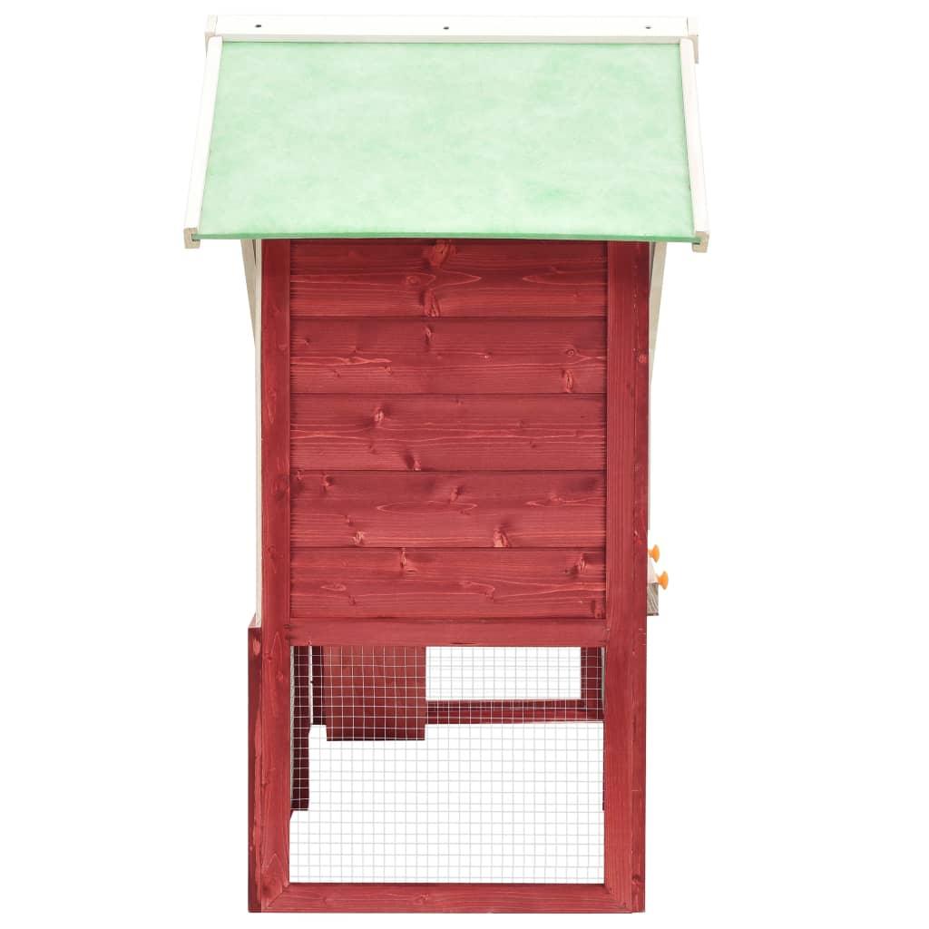 Rabbit Hutch Red and White 55.1"x24.8"x47.2" Solid Firwood at Set Shop and Smile