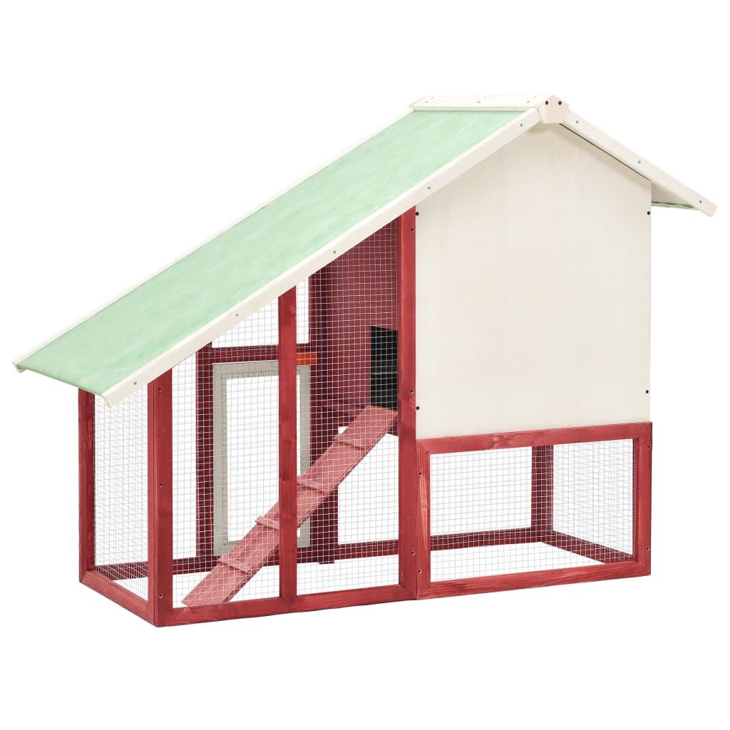 Rabbit Hutch Red and White 55.1"x24.8"x47.2" Solid Firwood at Set Shop and Smile