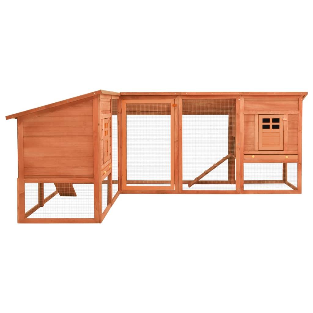 Outdoor Rabbit Hutch with Run Brown Solid Fir Wood at Set Shop and Smile