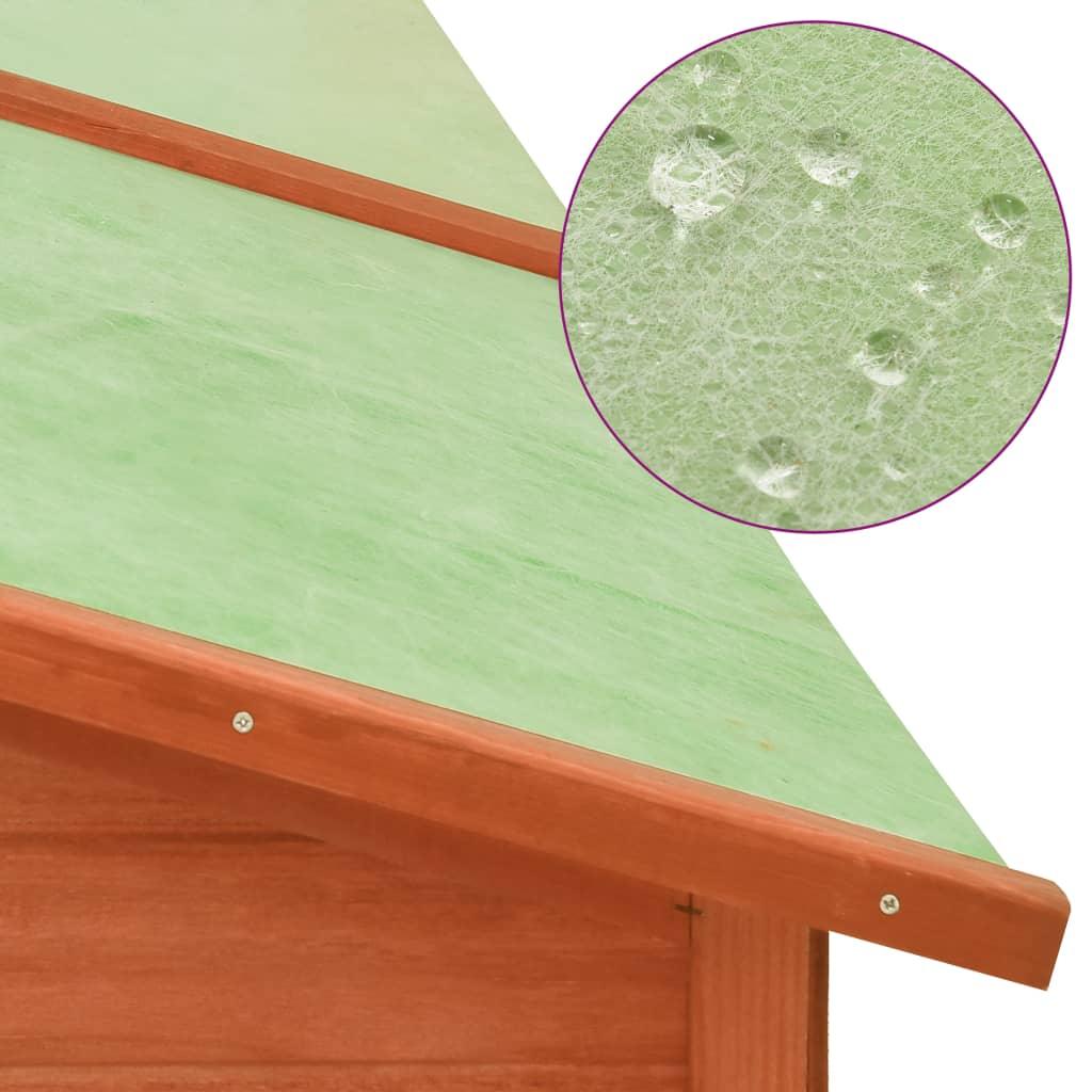 Outdoor Rabbit Hutch with Run Brown Solid Fir Wood at Set Shop and Smile